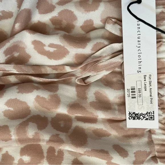 Sanctuary Beige Leopard-Print Tiered Mini Skirt, size M, NWT - Picture 4 of 5